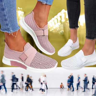 Agnieszka - Damskie Sneakersy Slip-On z Rzepem