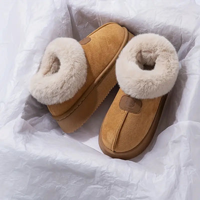 Damskie buty zimowe - wyściełane polarem z motywem misia z kreskówki