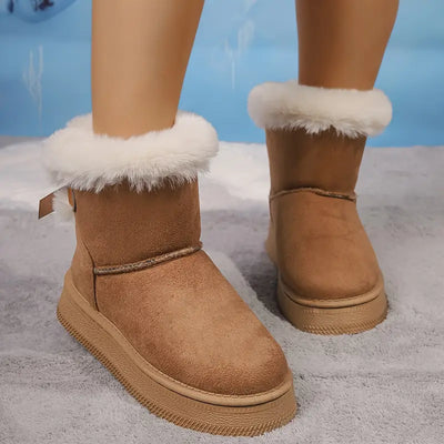 Damskie buty zimowe - do połowy łydki, z podszewką ze sztucznego futra, gruba podeszwa