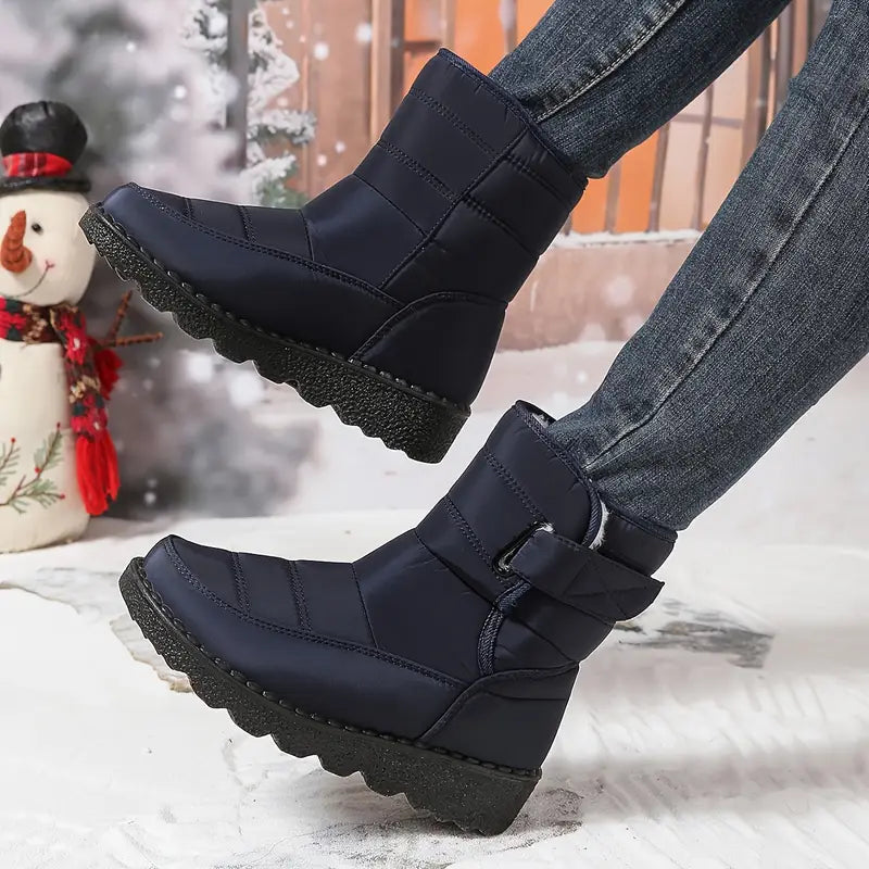 Damskie buty zimowe - ciepłe, antypoślizgowe, wyściełane pluszem, zapinane na rzepy