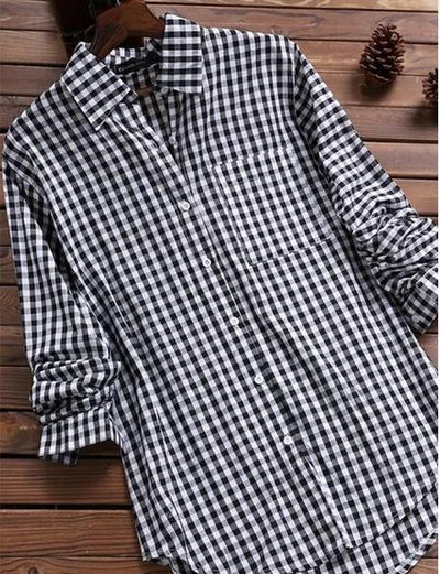 Klasyczna koszula z nadrukiem gingham i zapięciem na guziki