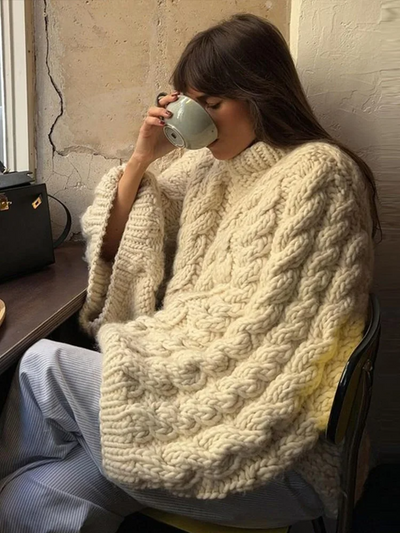 Oversizowy sweter z dzianiny dla kobiet