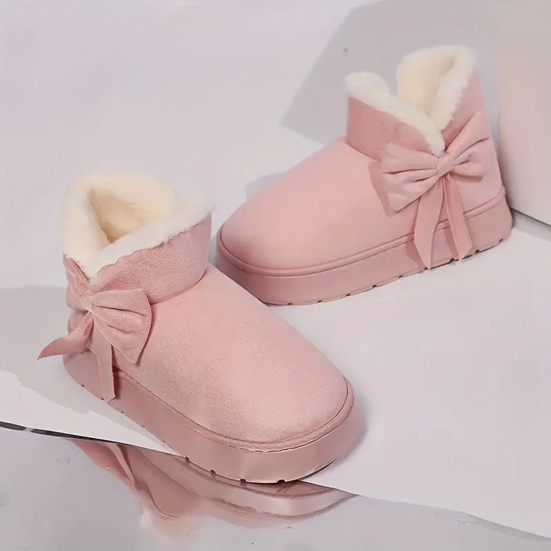 Buty śniegowe z podszewką - ciepłe, wygodne i płaskie z okrągłymi noskami