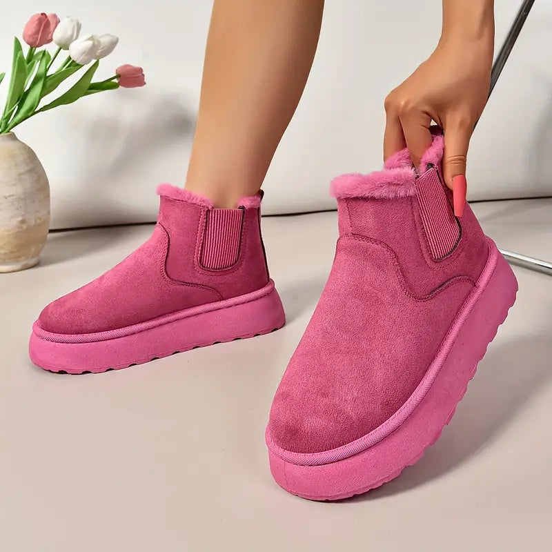Damskie buty zimowe - wyściełane polarem, wsuwane, przytulne