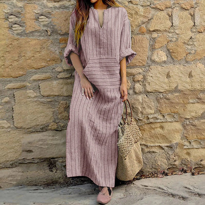 Długa sukienka w paski Ludovica™ - szeroka elegancja i odcienie stylu