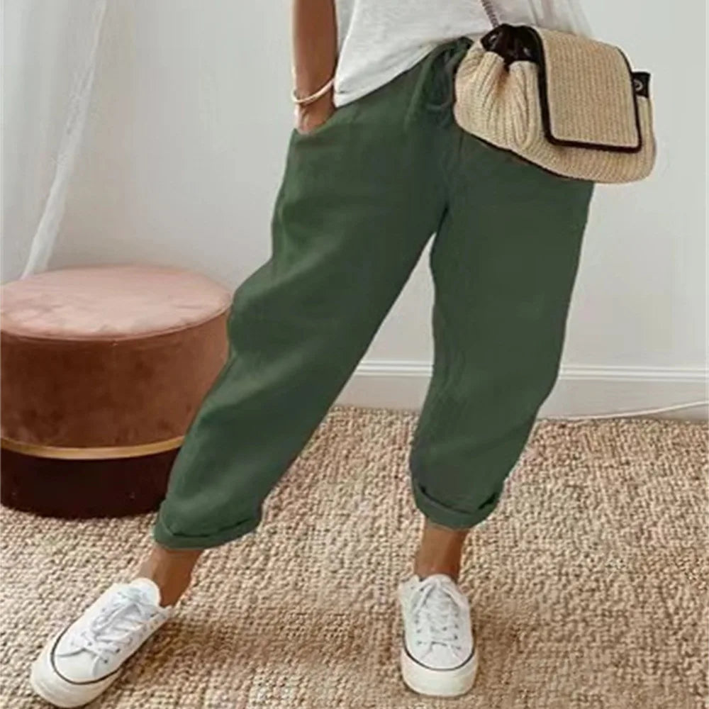 Damskie bawełniane spodnie casual