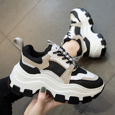 Damskie Sneakersy w Stylu Retro z Kontrastującymi Panelami