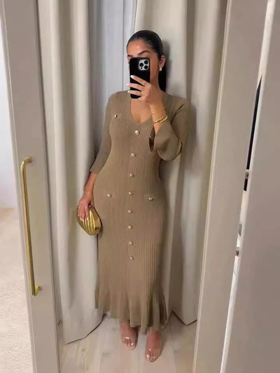 Houda | Elegancka dzianinowa sukienka – styl i wygoda na każdą okazję
