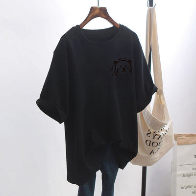Damski Oversize T-shirt z grafiką kota
