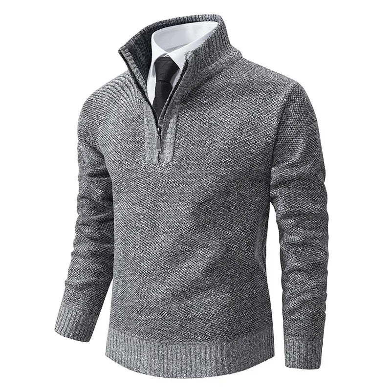 Bartosz™ - Sweter z pół-zamkiem, podszewka z polaru