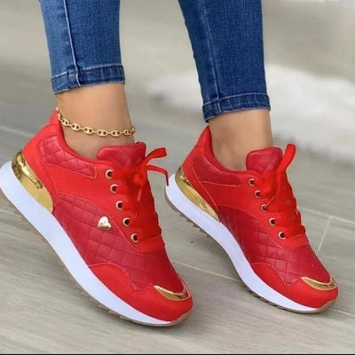 Damskie Sneakersy z Złotymi Akcentami