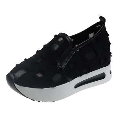 Damskie Przewiewne Buty Slip-On z Wycięciami i Platformą