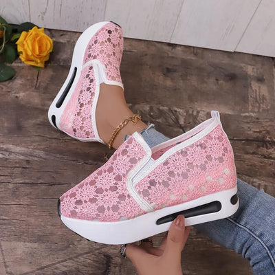 Damskie Ażurowe Buty Slip-On z Platformą