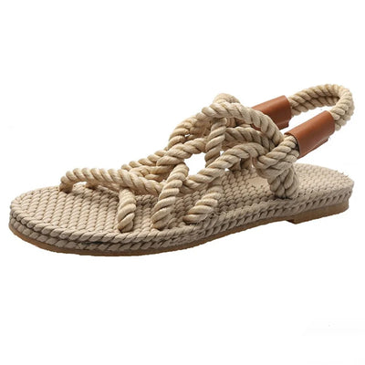 Boho sandały damskie z plecionymi paskami