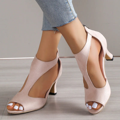 Damskie buty na obcasie z odkrytymi palcami