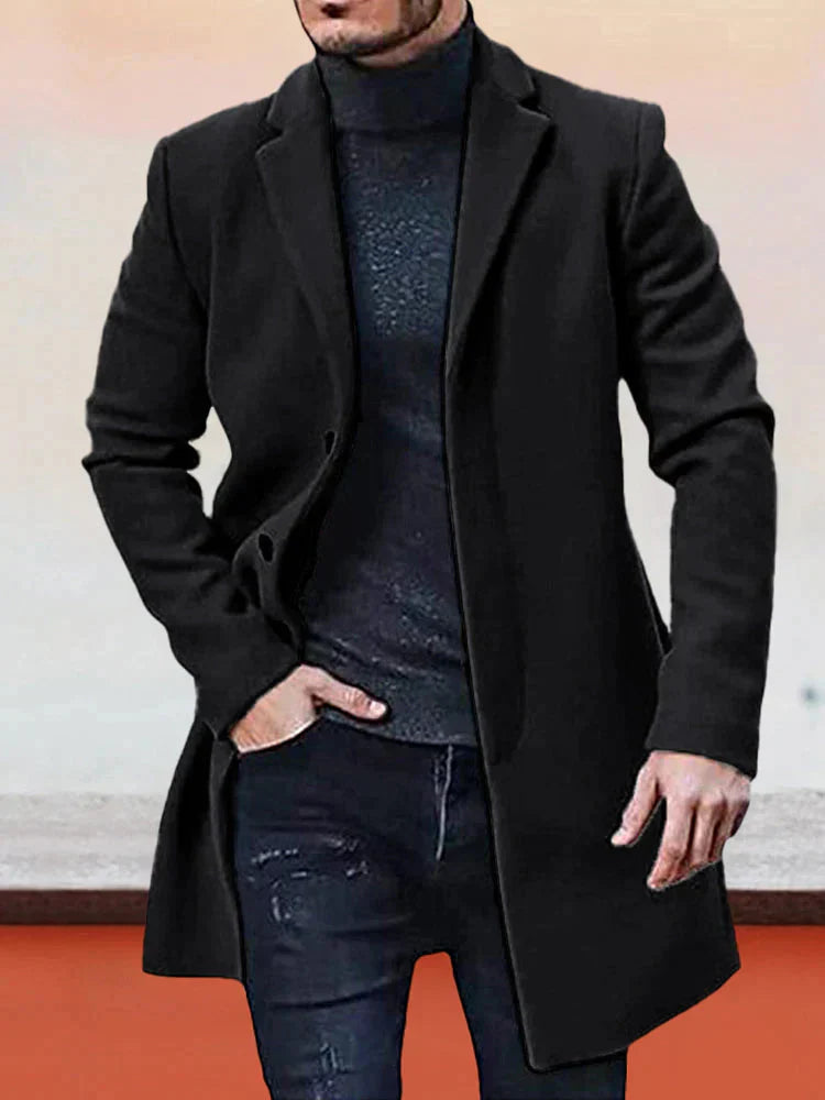 Andrzej™ - Casual Płaszcz Wełniany z Kołnierzem