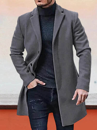 Andrzej™ - Casual Płaszcz Wełniany z Kołnierzem