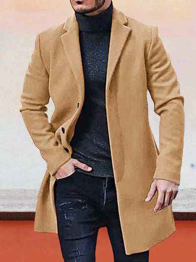 Andrzej™ - Casual Płaszcz Wełniany z Kołnierzem
