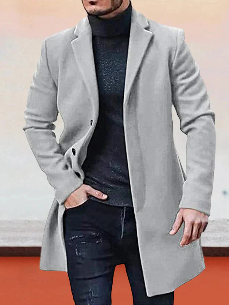 Andrzej™ - Casual Płaszcz Wełniany z Kołnierzem