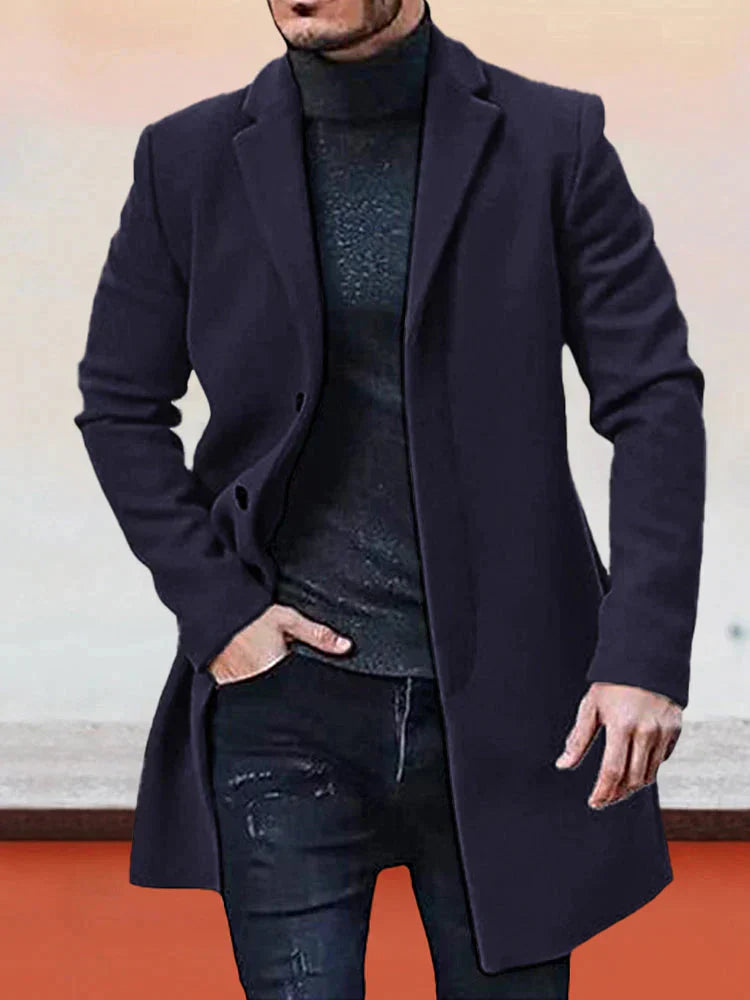 Andrzej™ - Casual Płaszcz Wełniany z Kołnierzem