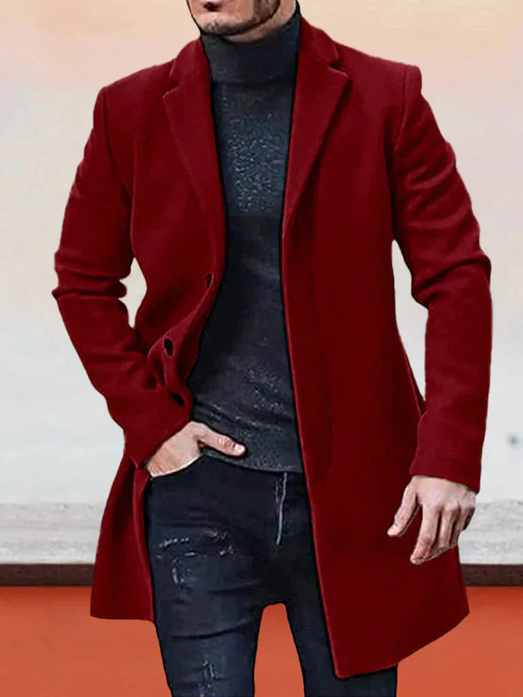 Andrzej™ - Casual Płaszcz Wełniany z Kołnierzem
