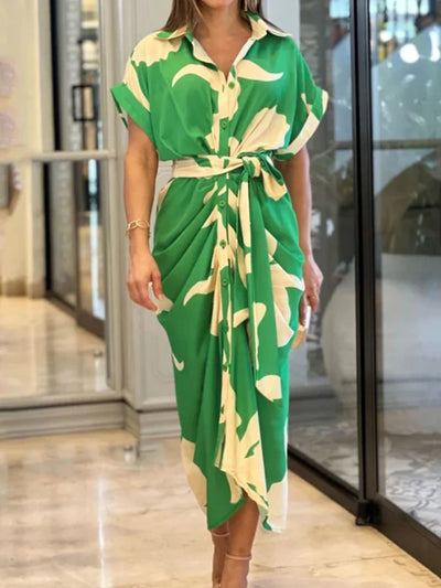 Elegancka Sukienka Koszulowa z Wiązaniem