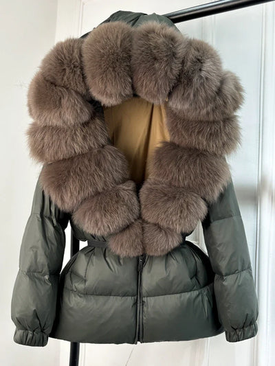 Cindy Winter Luxe: Kurtka puchowa z kapturem