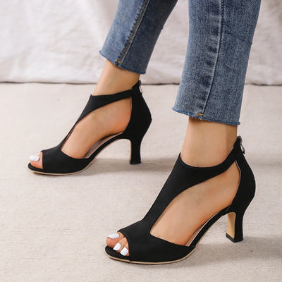 Damskie buty na obcasie z odkrytymi palcami