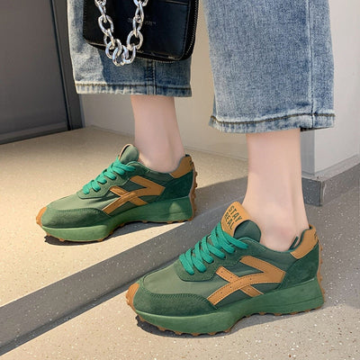 Damskie Sneakersy Retro z Zamszowymi Wstawkami