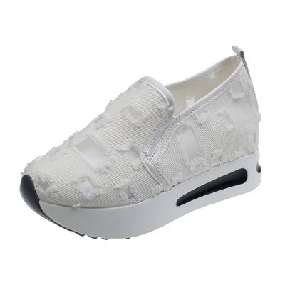 Damskie Przewiewne Buty Slip-On z Wycięciami i Platformą