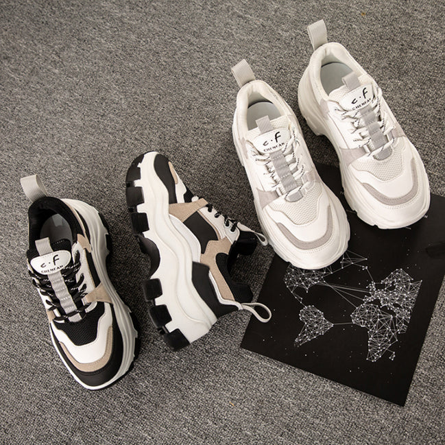 Damskie Sneakersy w Stylu Retro z Kontrastującymi Panelami