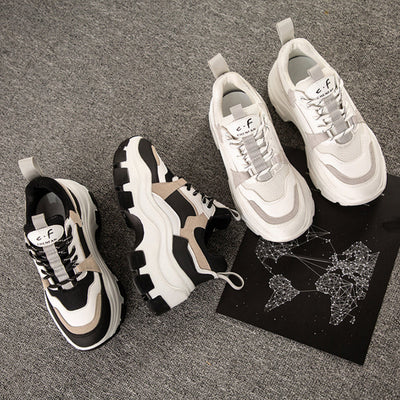 Damskie Sneakersy w Stylu Retro z Kontrastującymi Panelami