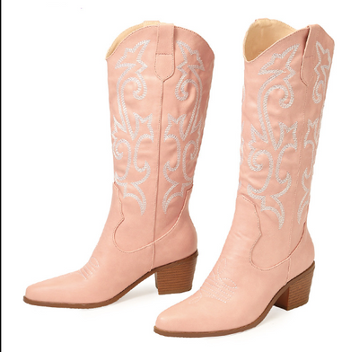 Damskie buty kowbojskie z grubym obcasem