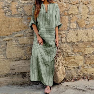 Długa sukienka w paski Ludovica™ - szeroka elegancja i odcienie stylu