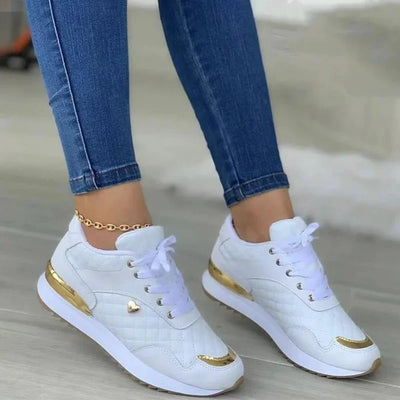 Damskie Sneakersy z Złotymi Akcentami
