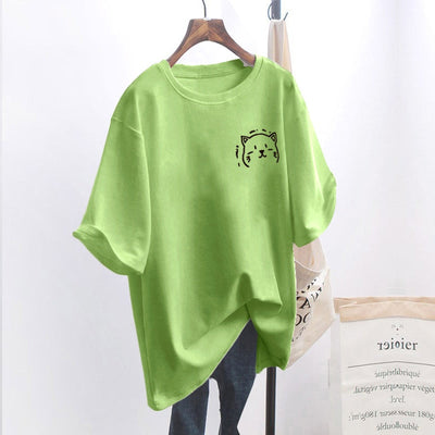 Damski Oversize T-shirt z grafiką kota