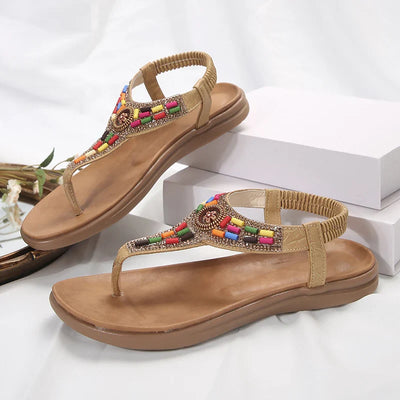 Damskie Sandały Boho z Kolorowymi Koralikami