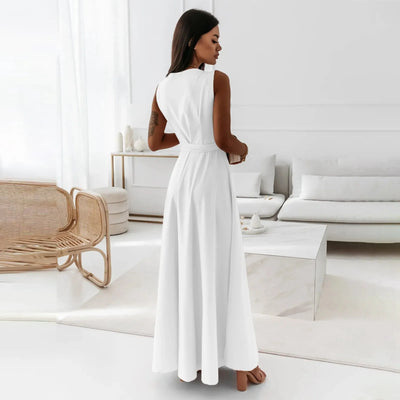 Elegancka Sukienka Maxi z Kopertowym Dekoltem