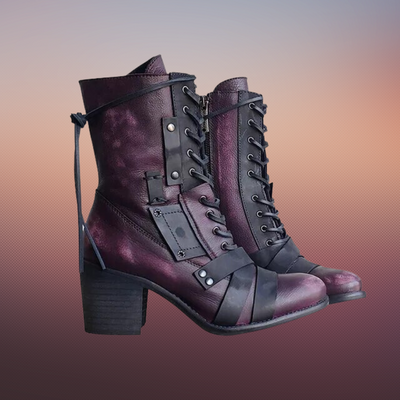Emma - Dzikie buty motocyklowe w stylu retro z grubą podeszwą