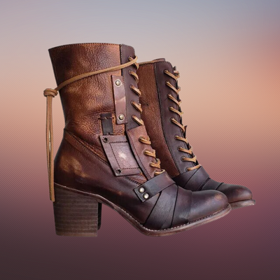 Emma - Dzikie buty motocyklowe w stylu retro z grubą podeszwą