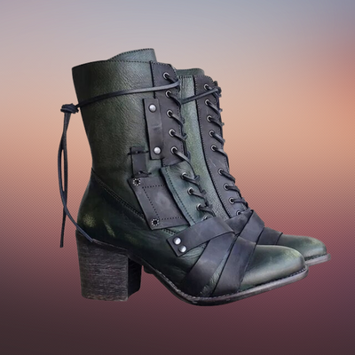 Emma - Dzikie buty motocyklowe w stylu retro z grubą podeszwą