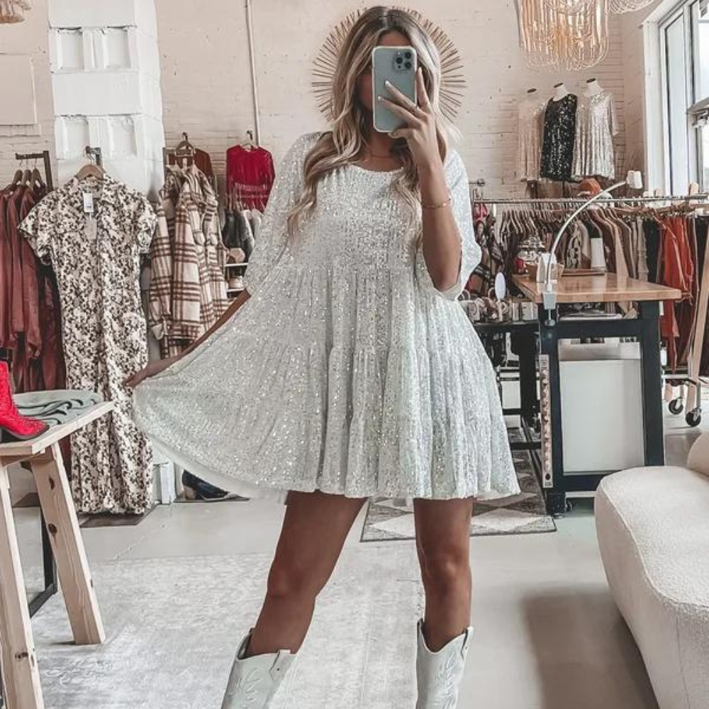 sophie - najlepsza elegancka błyszcząca sukienka na imprezę