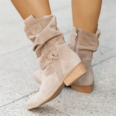avice - casualowe buty na niskim obcasie, okrągłe, sztuczne buty w dużych rozmiarach