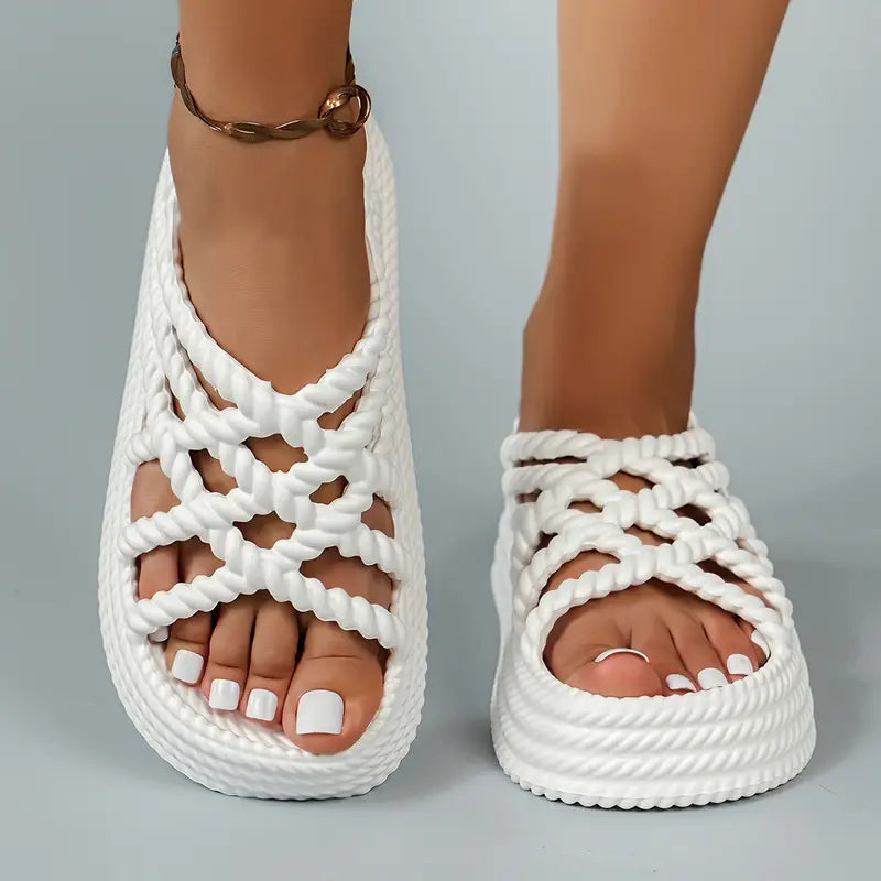 Kolorowe letnie buty na platformie z odkrytymi palcami