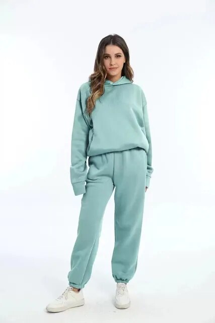 eloise - solidne dwuczęściowe komplety oversizowa bluza dresowa z kapturem