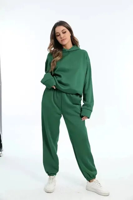 eloise - solidne dwuczęściowe komplety oversizowa bluza dresowa z kapturem