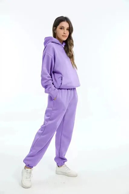 eloise - solidne dwuczęściowe komplety oversizowa bluza dresowa z kapturem