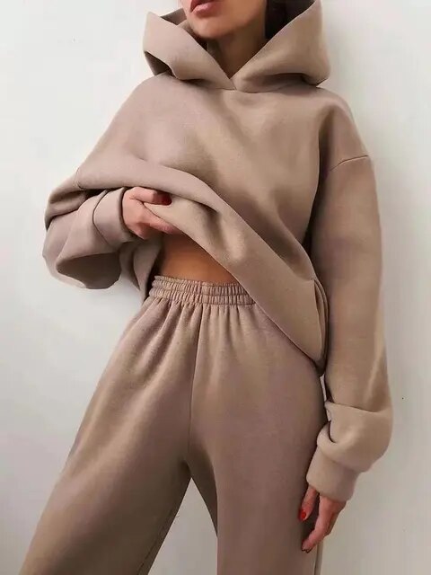 eloise - solidne dwuczęściowe komplety oversizowa bluza dresowa z kapturem