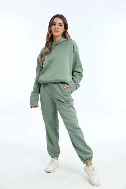 eloise - solidne dwuczęściowe komplety oversizowa bluza dresowa z kapturem