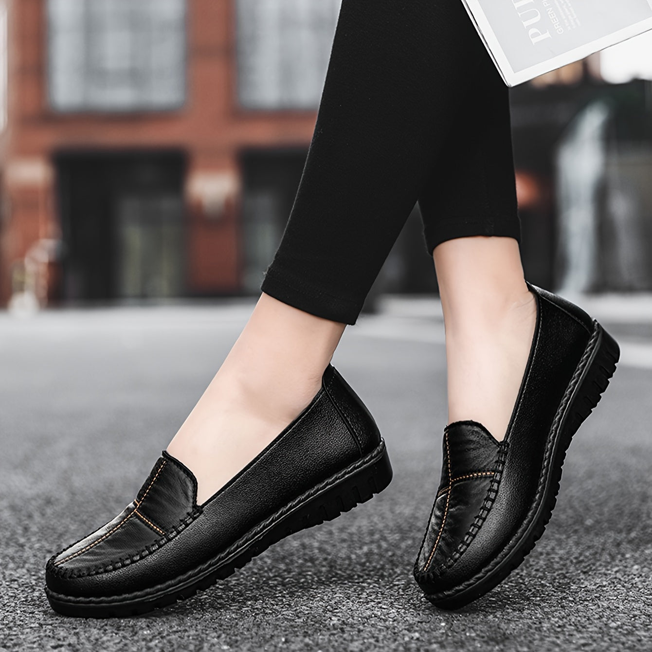 Damskie wsuwane loafersy, miękka podeszwa, antypoślizgowe płaskie buty